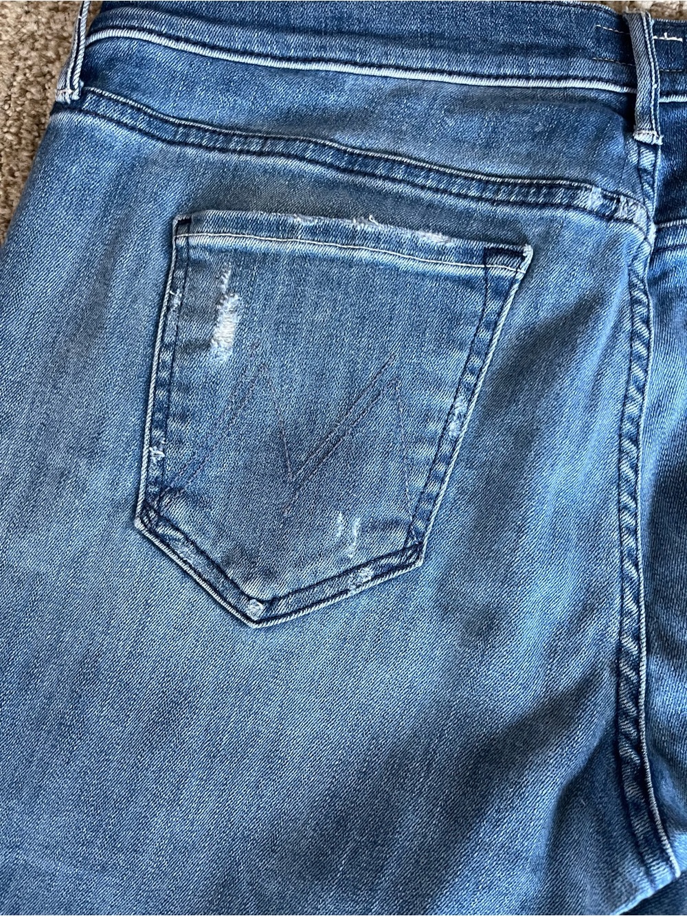 Mother The Dropout Distressed Blue Jeans - Picture 9 of 11